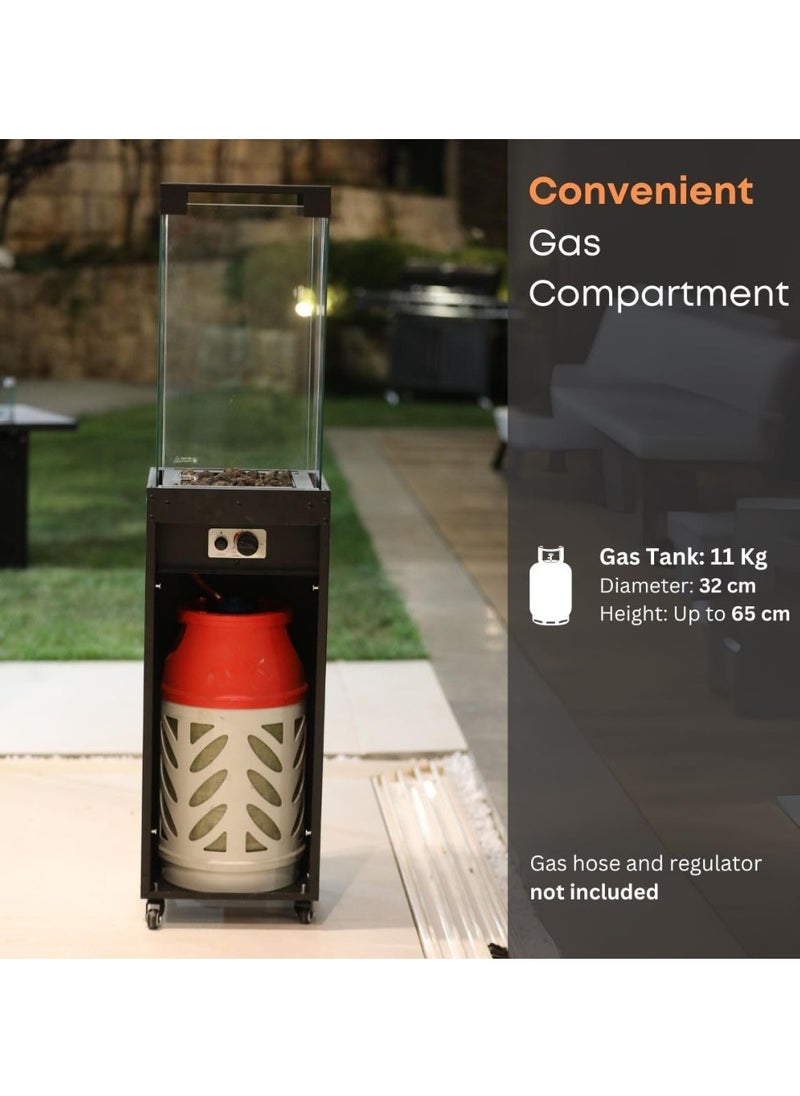 Freestanding Portable LPG & Propane Gas Heater with Wheels Outdoor Heating Solution for Cool Evenings Garden, Terrace