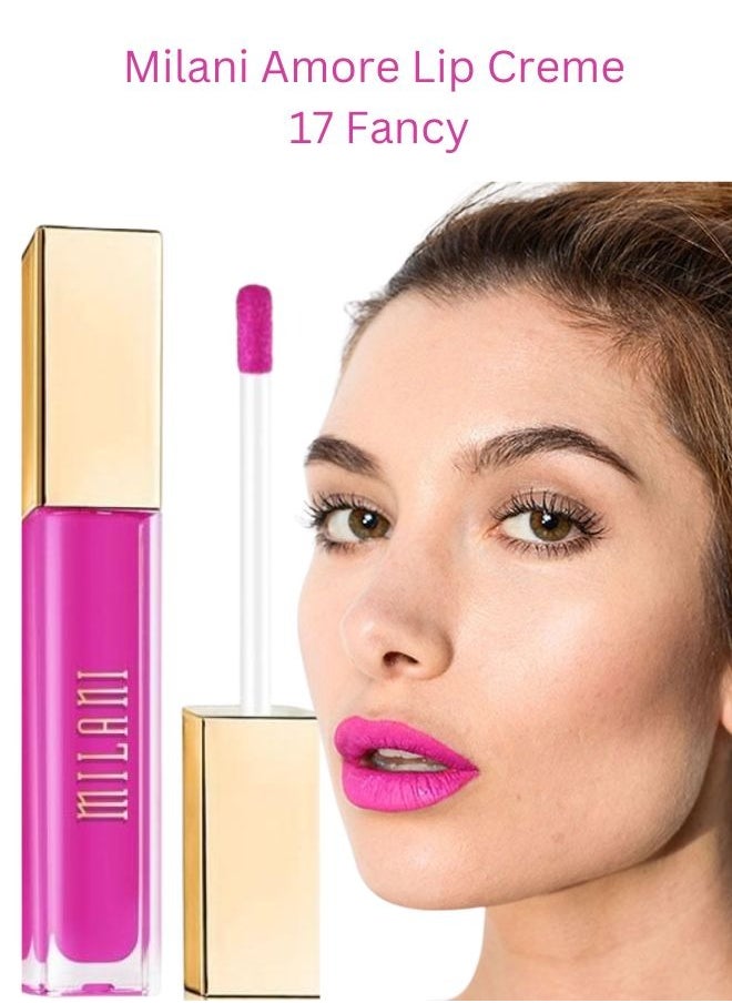 Milani Amore Matte Lip Crème, Shade 17 Fancy, 6g - Long-Lasting, Full Coverage Matte Liquid Lipstick