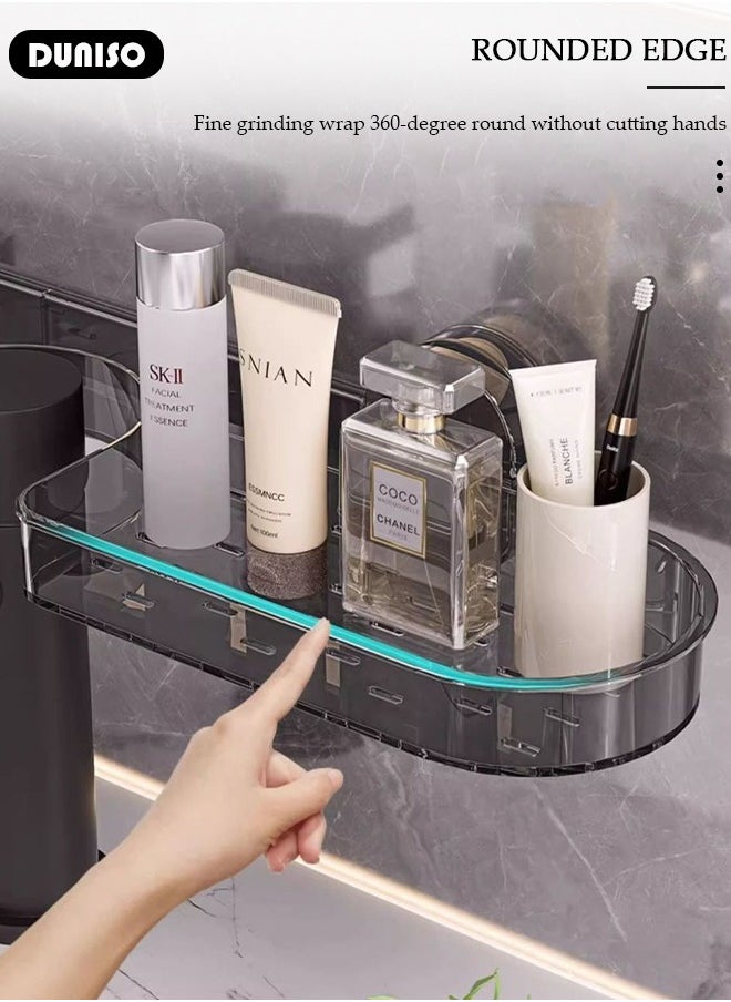 Over The Sink Shelf with Suction Cup, Removable Shelf Organizer Over The Faucet, Bathroom Sink Shelf Over Faucet, U-Shaped Recess Design Countertop Organizer, Multi-Functional Hollow Storage Shelf for Bathroom, Kitchen