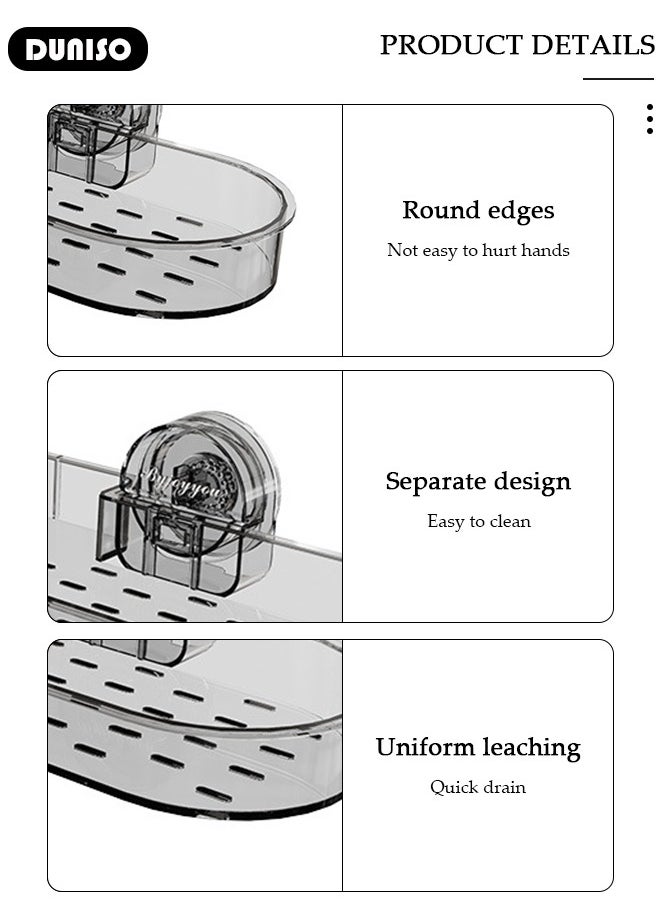 Over The Sink Shelf with Suction Cup, Removable Shelf Organizer Over The Faucet, Bathroom Sink Shelf Over Faucet, U-Shaped Recess Design Countertop Organizer, Multi-Functional Hollow Storage Shelf for Bathroom, Kitchen