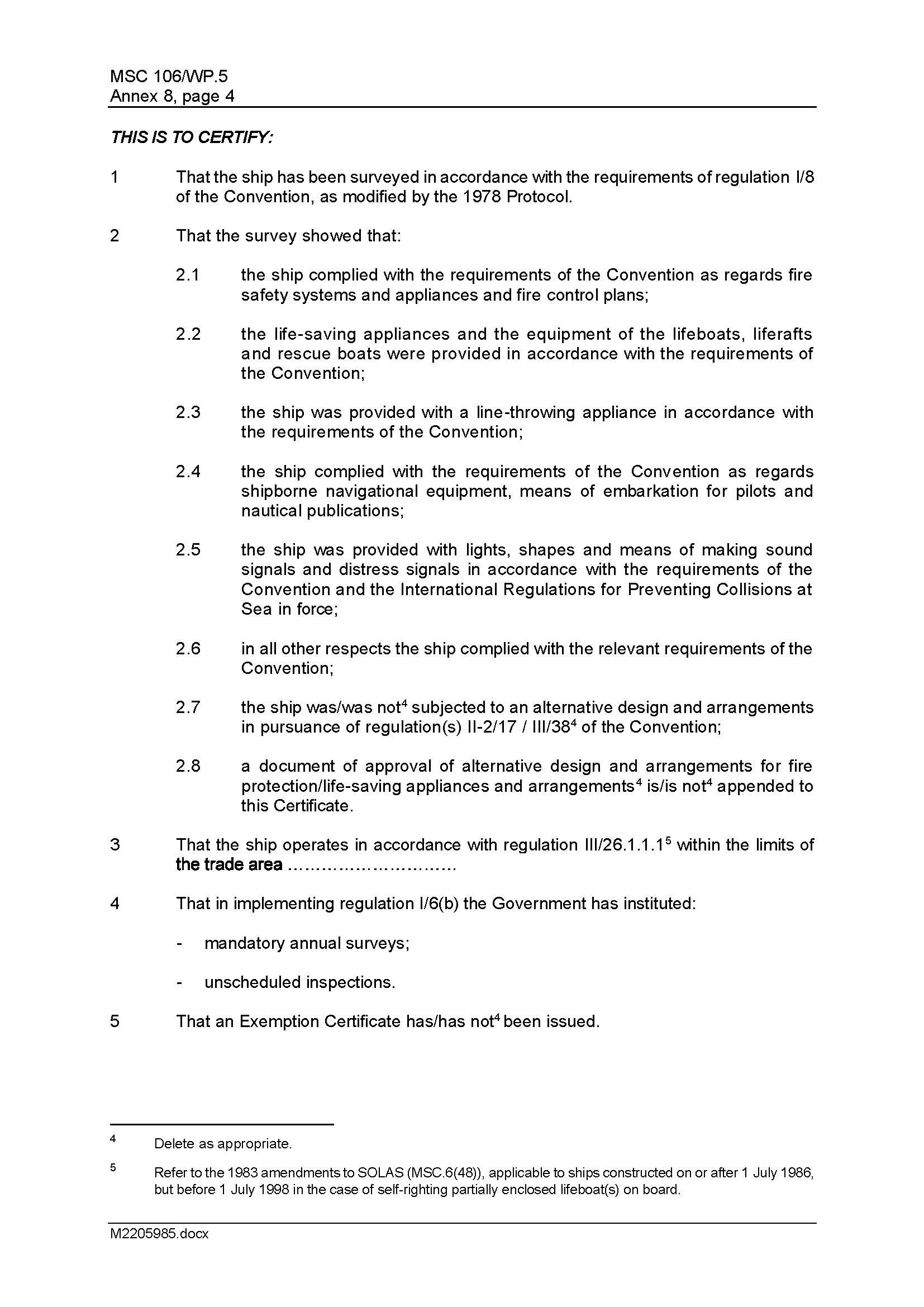 MSC 106 CONSIDERATION AND ADOPTION OF AMENDMENTS TO MANDATORY INSTRUMENTS