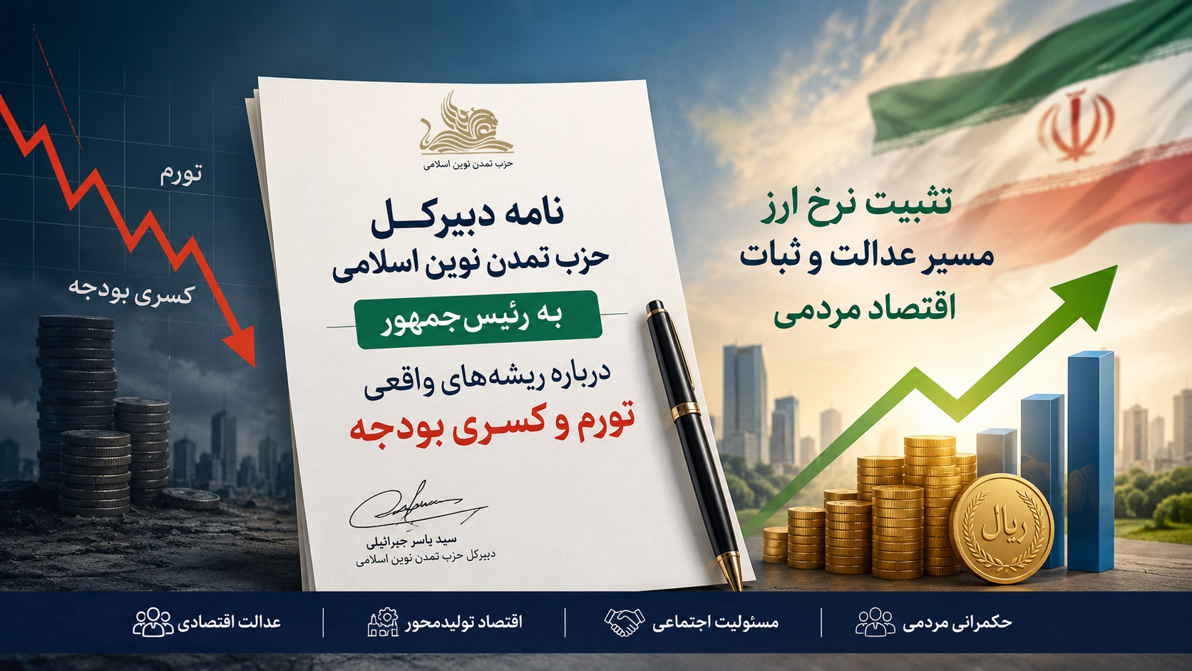 نامه دبیرکل حزب تمدن نوین اسلامی به رئیس‌جمهور درباره ریشه‌های واقعی تورم و کسری بودجه