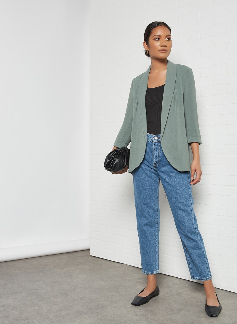 High Waist Loose Jeans Medium Blue Denim