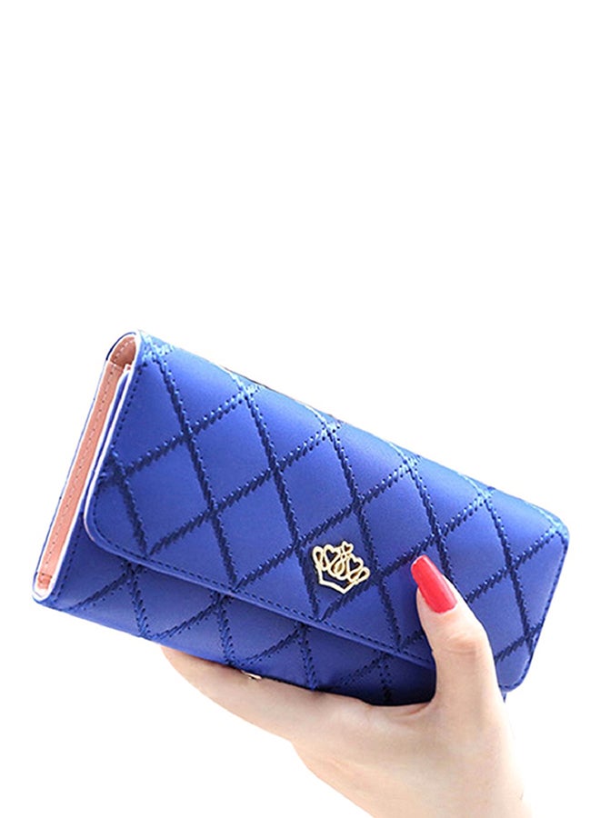 Faux Leather Quilted Clutch Royal Blue