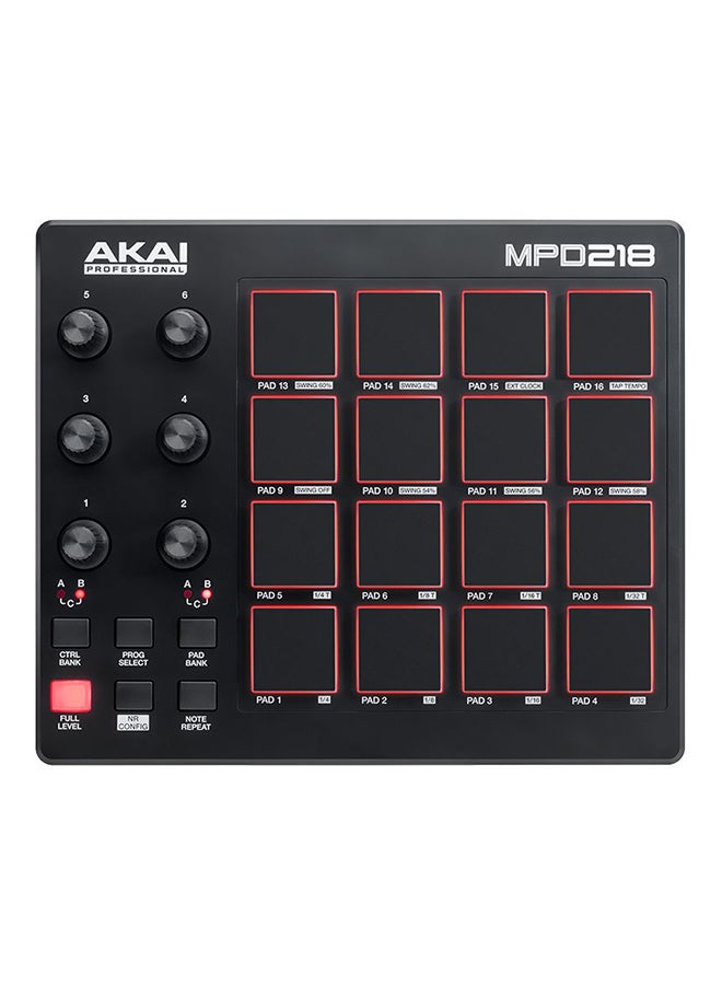 AKAI Pro - Feature-Packed, Highly Playable Pad Controller MPD218 Black