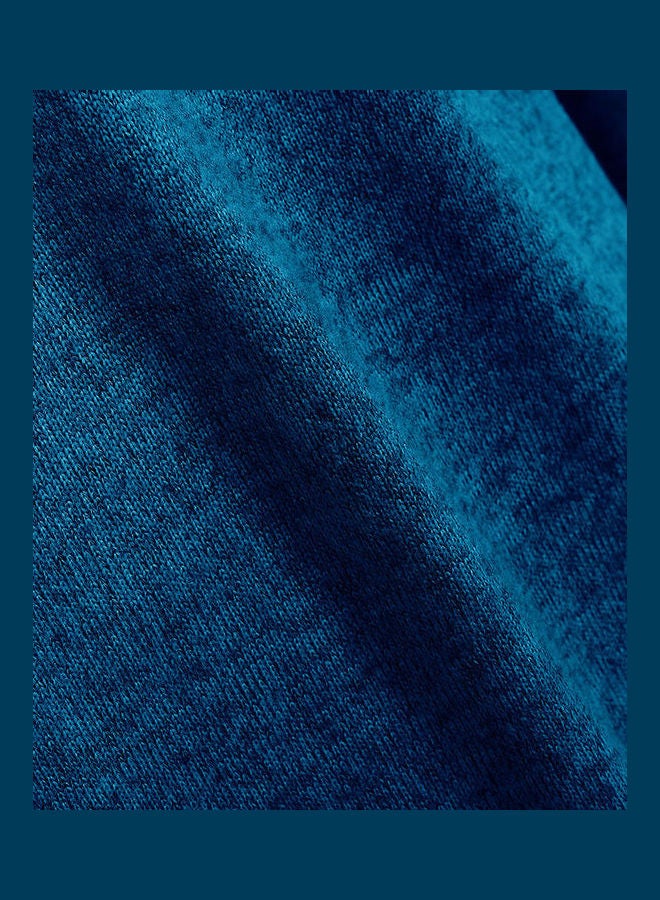 Solid High Low Bottom Sweater Blue
