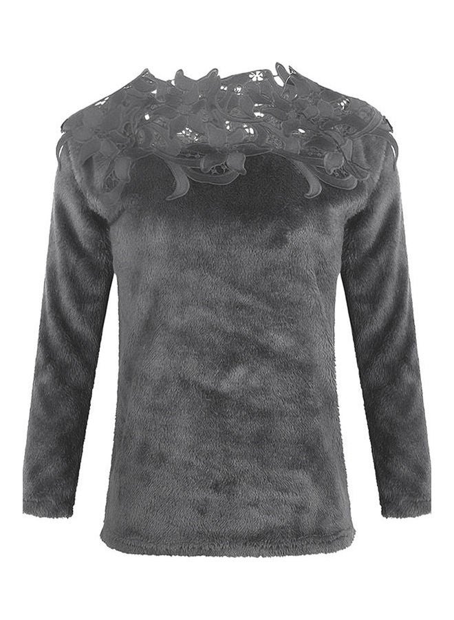 Lace Detailed Solid Sweater Pink