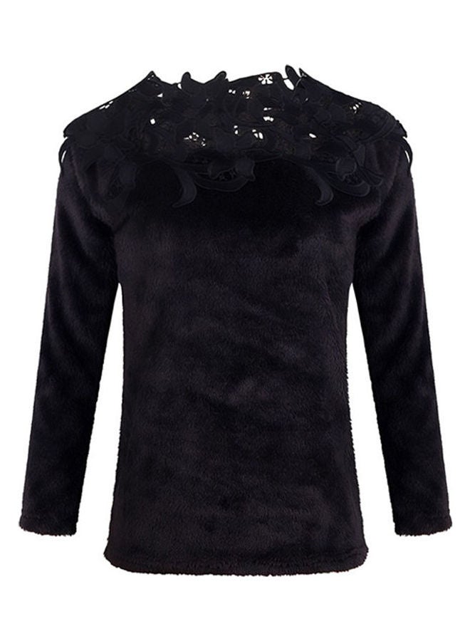 Lace Detailed Solid Sweater Pink