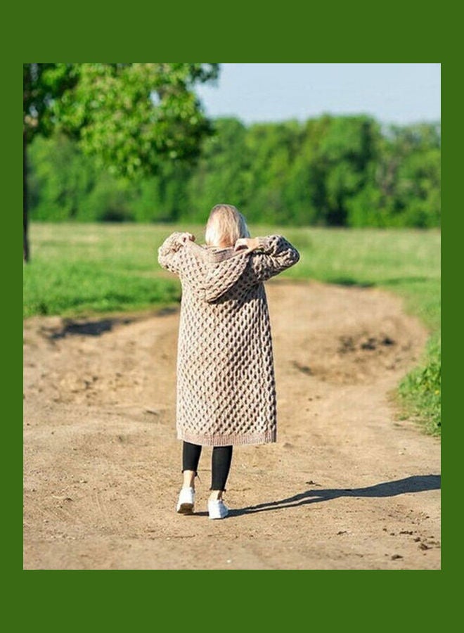 Knitted Hooded Cardigan Khaki