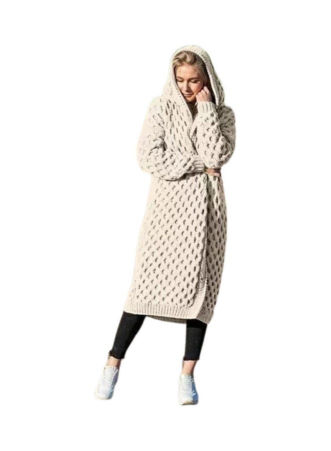 Knitted Hooded Cardigan White