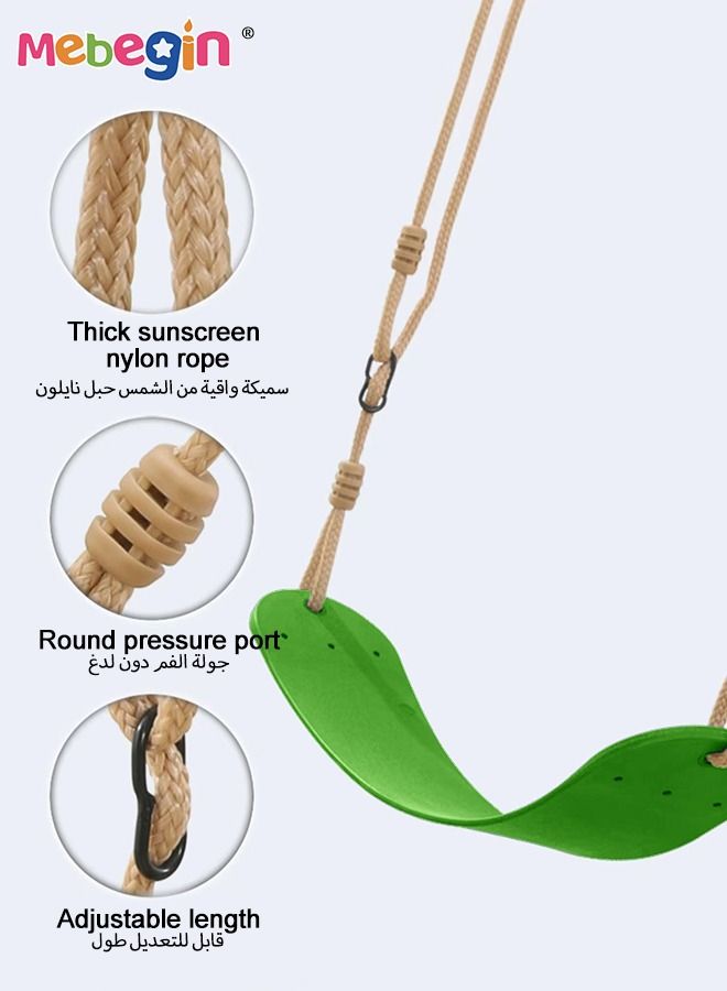 Child Swing Seat, Hanging Tree Swing Seat with Snap Hooks, Adjustable Rope Swings, Safe Non-slip Swing Set for Kids and Adults, Easy to Disassemble and Assemble, for Garden, Yard, Indoor and Outdoor, Maximum Load 200kg