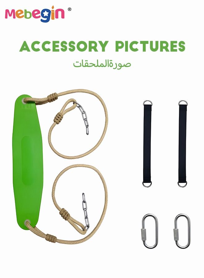 Child Swing Seat, Hanging Tree Swing Seat with Snap Hooks, Adjustable Rope Swings, Safe Non-slip Swing Set for Kids and Adults, Easy to Disassemble and Assemble, for Garden, Yard, Indoor and Outdoor, Maximum Load 200kg