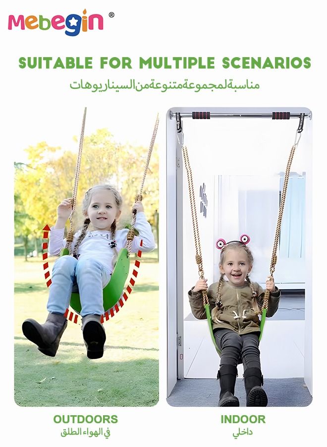 Child Swing Seat, Hanging Tree Swing Seat with Snap Hooks, Adjustable Rope Swings, Safe Non-slip Swing Set for Kids and Adults, Easy to Disassemble and Assemble, for Garden, Yard, Indoor and Outdoor, Maximum Load 200kg