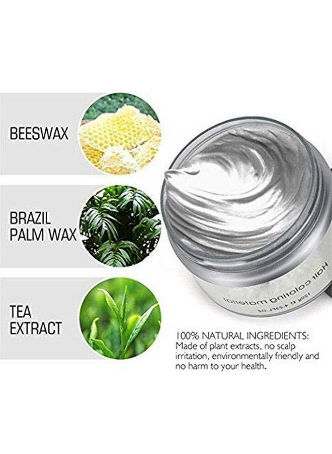 Hair Coloring Dye Wax Instant Hair Wax Temporary Hairstyle Cream 4.23 Oz Hair Pomades Natural Hairstyle Wax For Men And Women Party Cosplay (Ash Grey)