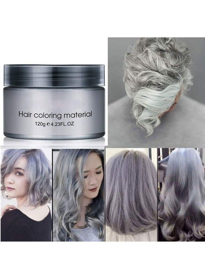 Hair Coloring Dye Wax Instant Hair Wax Temporary Hairstyle Cream 4.23 Oz Hair Pomades Natural Hairstyle Wax For Men And Women Party Cosplay (Ash Grey)