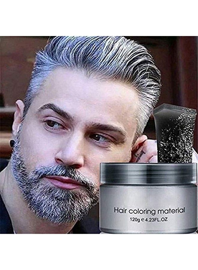 Hair Coloring Dye Wax Instant Hair Wax Temporary Hairstyle Cream 4.23 Oz Hair Pomades Natural Hairstyle Wax For Men And Women Party Cosplay (Ash Grey)