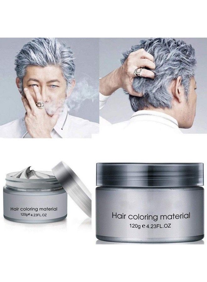 Hair Coloring Dye Wax Instant Hair Wax Temporary Hairstyle Cream 4.23 Oz Hair Pomades Natural Hairstyle Wax For Men And Women Party Cosplay (Ash Grey)