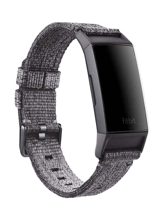 Woven Band For Fitbit Charge 3/4 Large Charcoal Grey