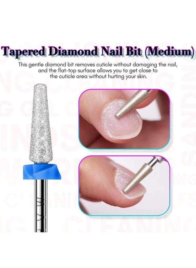 Diamond Nail Drill Bits 3 Pcs Cuticle Drill Bits All In One Nail Prep Kit For Under Nail Dead Skin Cleaning 3/32