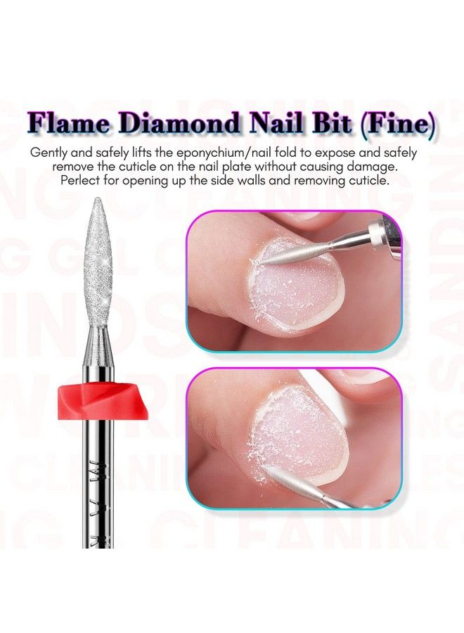 Diamond Nail Drill Bits 3 Pcs Cuticle Drill Bits All In One Nail Prep Kit For Under Nail Dead Skin Cleaning 3/32