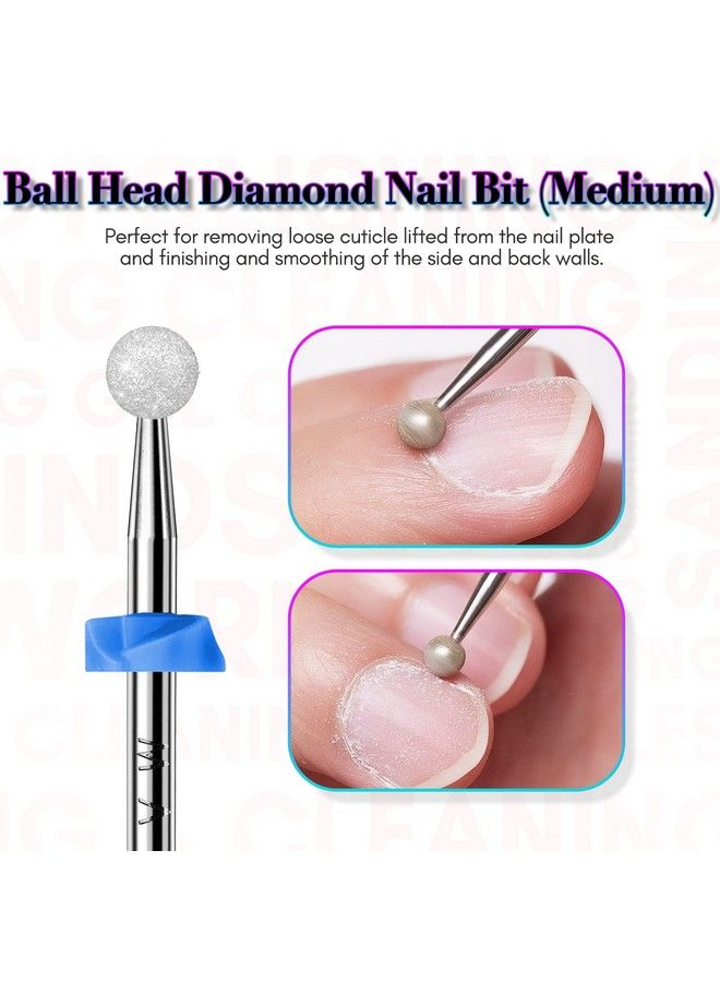 Diamond Nail Drill Bits 3 Pcs Cuticle Drill Bits All In One Nail Prep Kit For Under Nail Dead Skin Cleaning 3/32