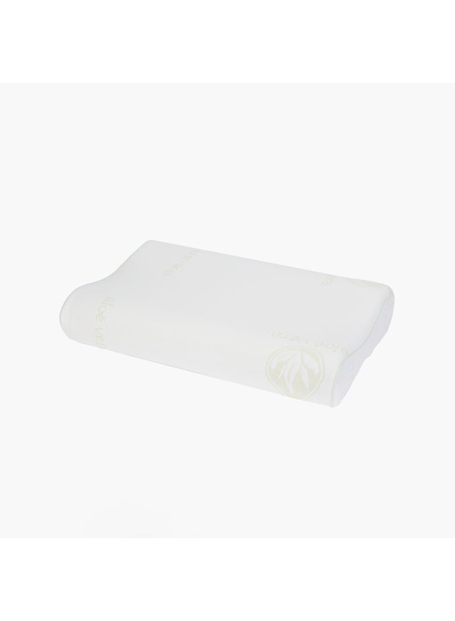 Aloe Vera Cervical Support Memory Foam Pillow Polyester White 60x40x13cm