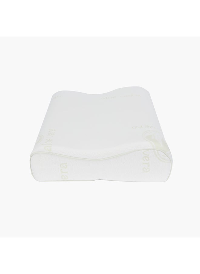 Aloe Vera Cervical Support Memory Foam Pillow Polyester White 60x40x13cm