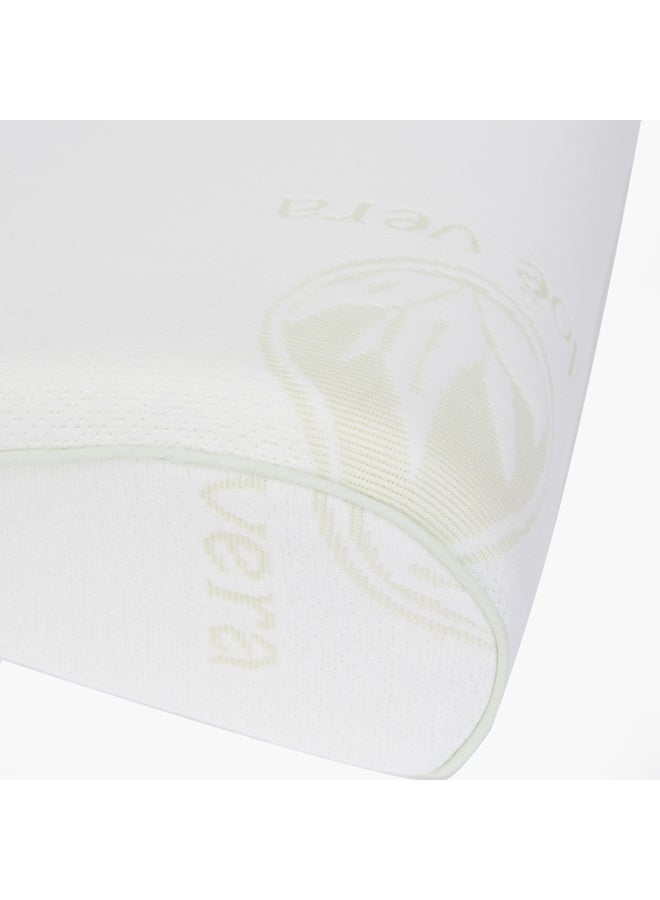 Aloe Vera Cervical Support Memory Foam Pillow Polyester White 60x40x13cm