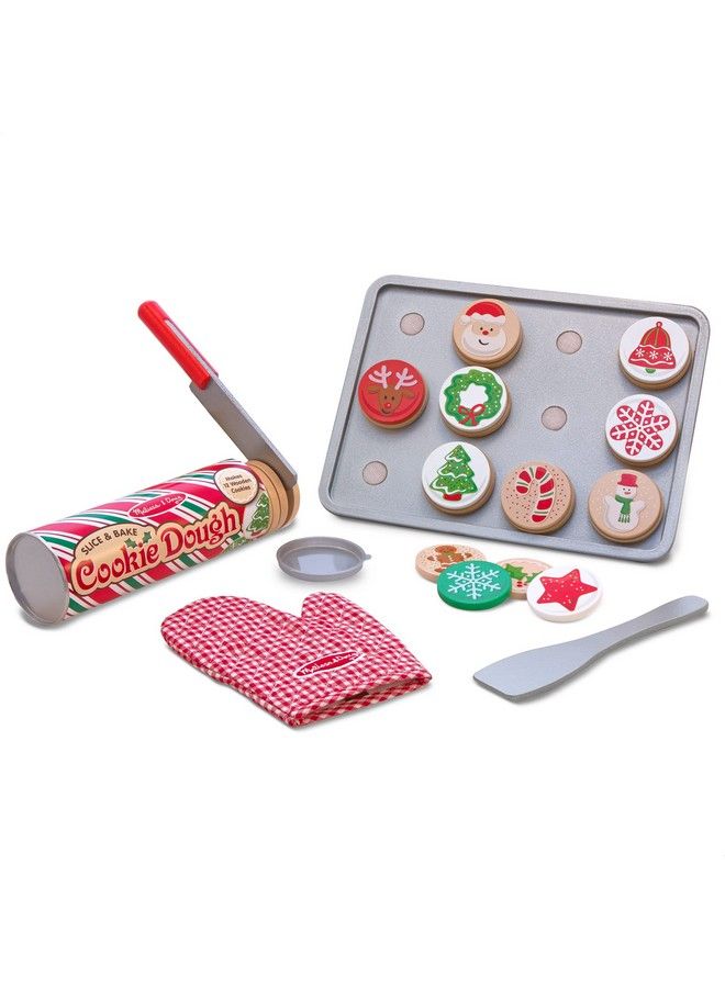 Slice And Bake Wooden Christmas Cookie Play Food Set