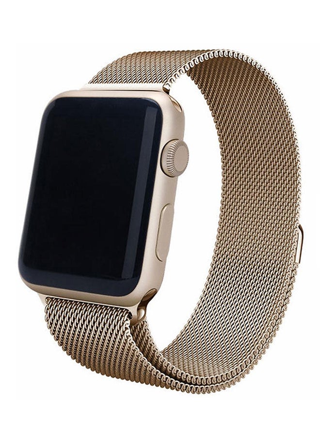Stainless Steel Band Strap with Screen Protector For Apple Watch Gold