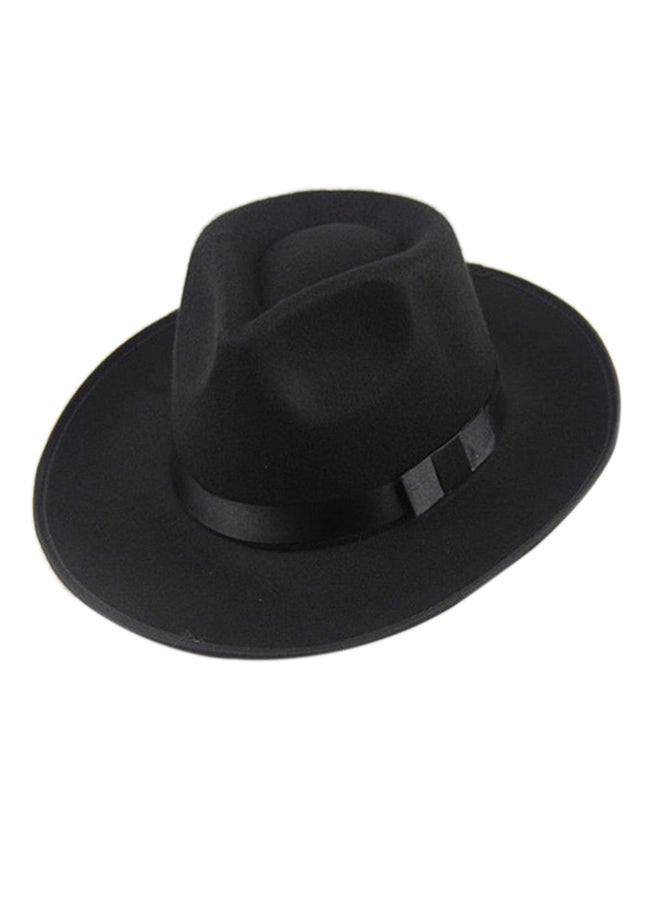 Wide Brim Fedora Panama Hat Black
