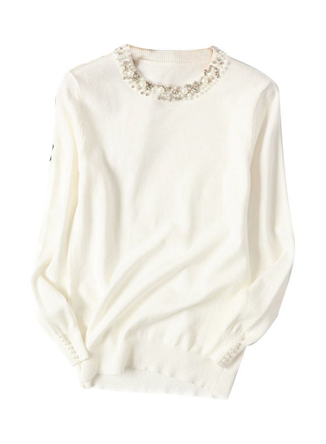 Loose Knitwear Sweater White