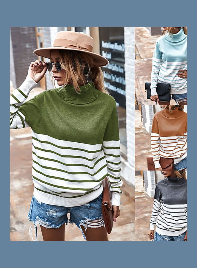 Stripes Kinitted Sweater Sky Blue/White
