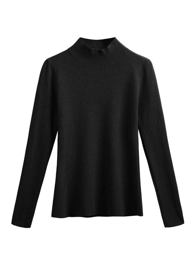 Solid Knitted Sweater Black