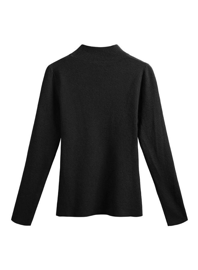 Solid Knitted Sweater Black