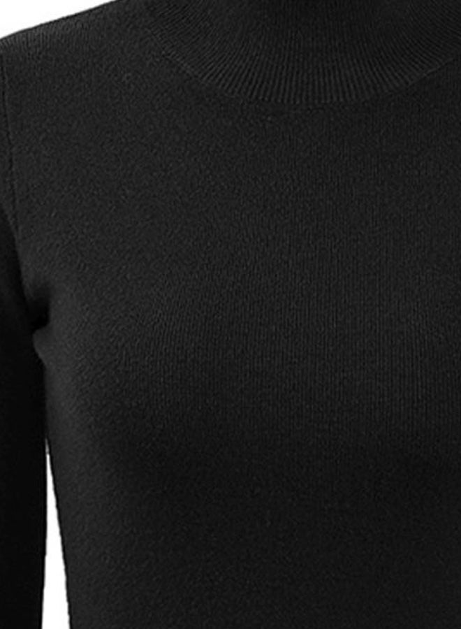 Solid Knitted Sweater Black