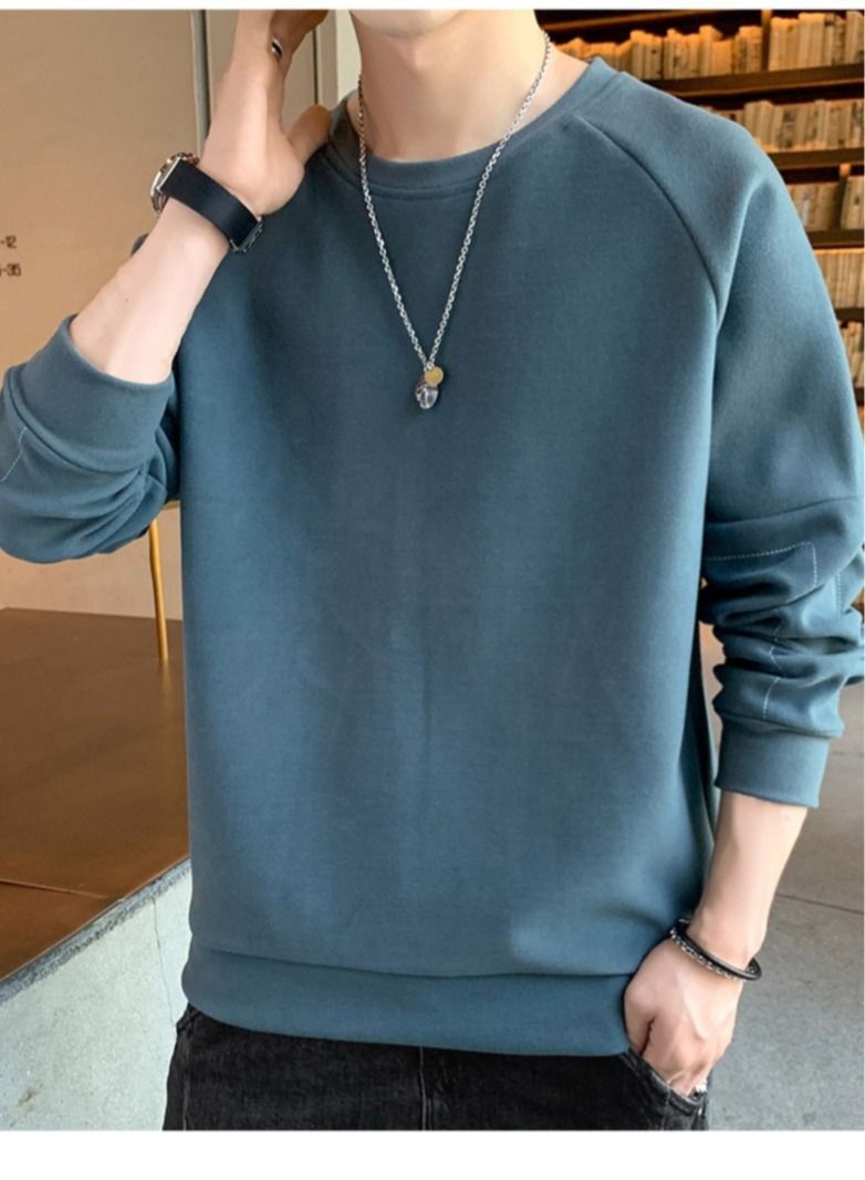 Sweater Men's New Youth Trend Casual Velvet Round Neck Long-sleeved T-shirt