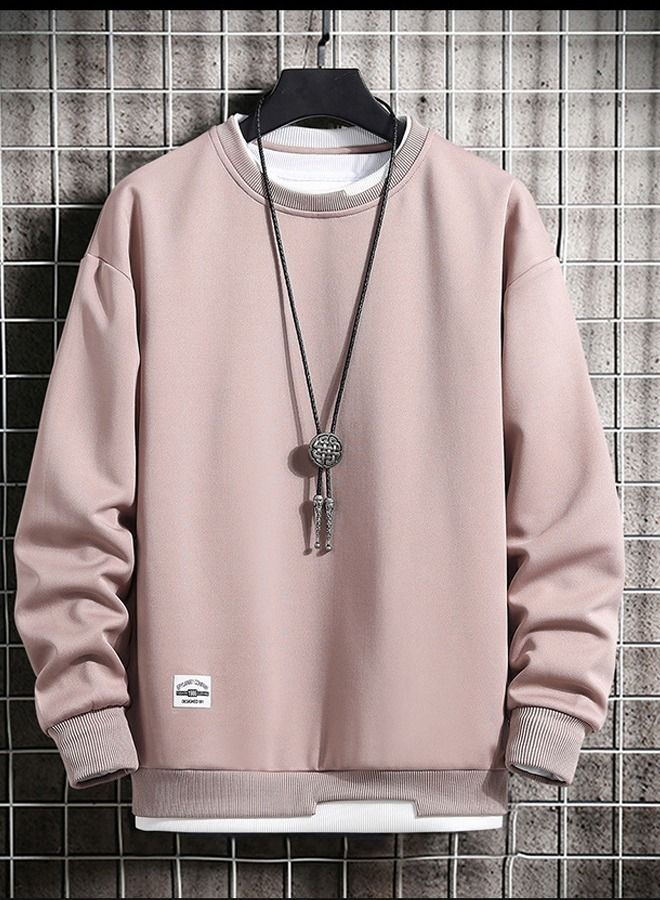 Sweater 2021 Autumn And Winter Men's Plus Velvet Thick Long-Sleeved T-Shirt Youth Fake 2 Round Neck Tops