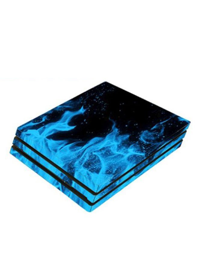 3-Piece Fire Printed Skin Sticker For DUALSHOCK 4 Wireless Controller And Console - Blue/Black