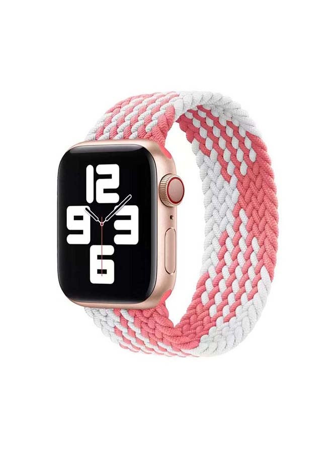 Braided Solo Band For Apple Watch Series 6/SE/5/4/3/2/1 Pink/White