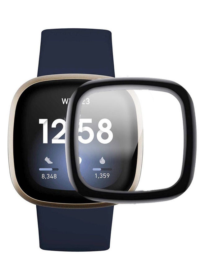 Full Coverage Curved Screen Protector For Fitbit Versa 3 Clear/Black