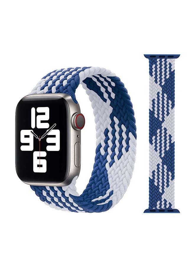Braided Solo Band For Apple Watch Series 6/SE/5/4/3/2/1 Blue/White