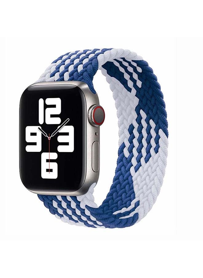 Braided Solo Band For Apple Watch Series 6/SE/5/4/3/2/1 Blue/White