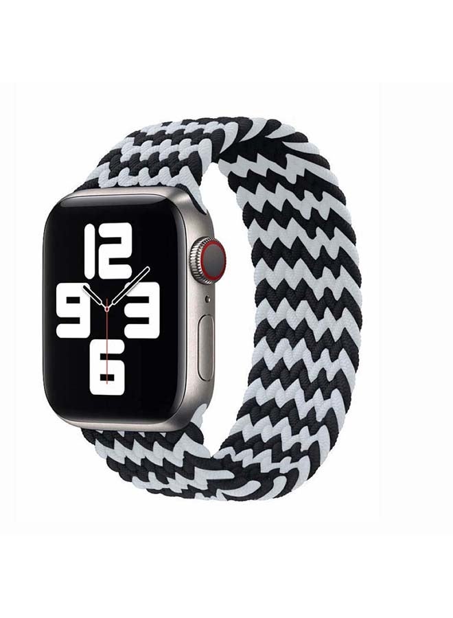 Braided Solo Band For Apple Watch Series 6/SE/5/4/3/2/1 Black/White
