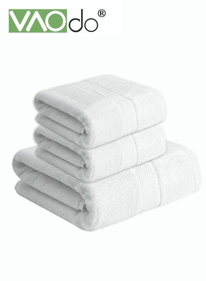 3PCS Cotton Bath Towel Set Fast Absorbent Skin-friendly and Soft Bath Towel*1PCS and 2PCS Towels White
