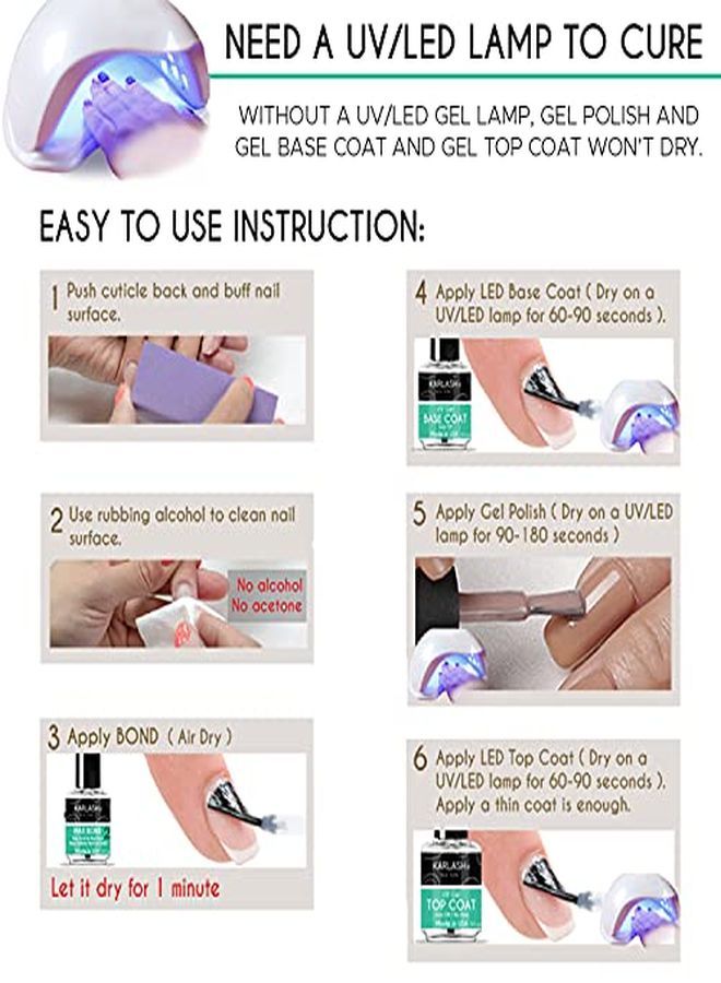 Professional Usa Made 3 Pcs 15Ml No Wipe Gel Top Coat, Base Coat And Max Bond Set - Shine Finish And Long Lasting, Soak Off Uv Gel