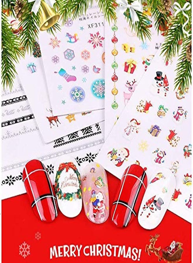 12 Sheets Christmas Nail Art Stickers 3D Selfadhesive Nail Decals Santa Claus Tree Decals Manicure Decoration For Women Girls Kids Fingernails Toenails Decor