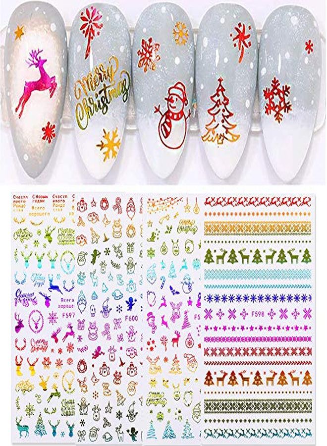 12 Sheets Christmas Nail Art Stickers 3D Selfadhesive Nail Decals Santa Claus Tree Decals Manicure Decoration For Women Girls Kids Fingernails Toenails Decor