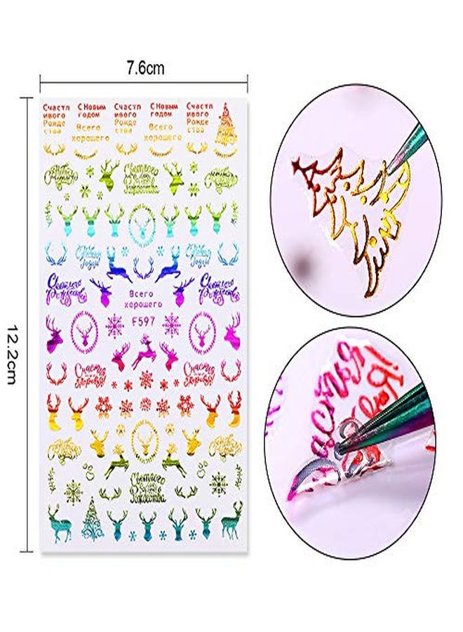 12 Sheets Christmas Nail Art Stickers 3D Selfadhesive Nail Decals Santa Claus Tree Decals Manicure Decoration For Women Girls Kids Fingernails Toenails Decor