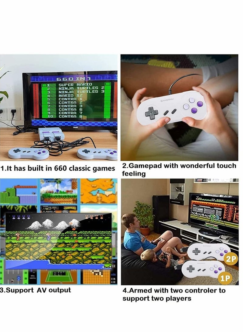 Retro Game Console,Classic Mini Retro Game System Built-in 660 Retro Games, AV Output Plug & Play Video Games Console,Retro Toys Gift for Kids. UK Plug
